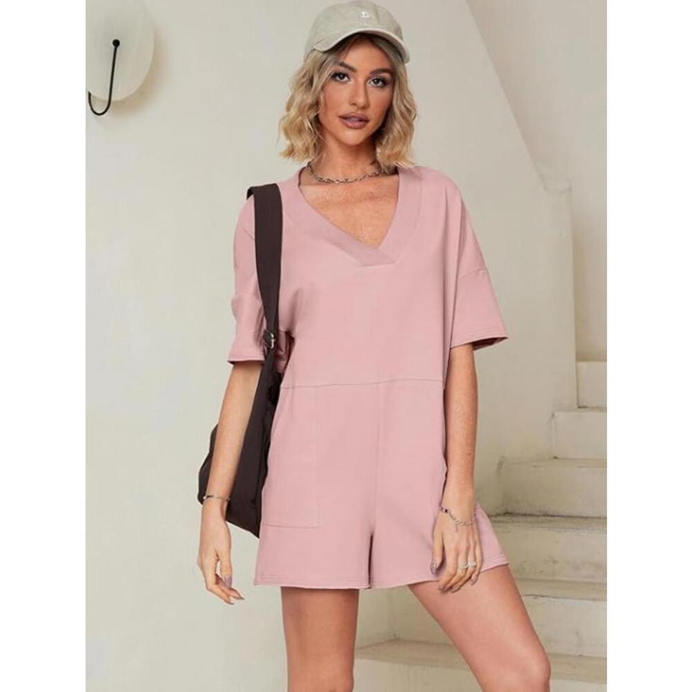 Oversized T-Shirt Romper with‎ Pockets